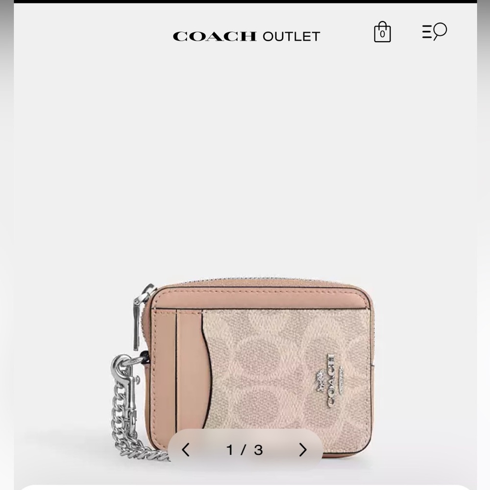 Coach Zip Card Case In Signature Canvas